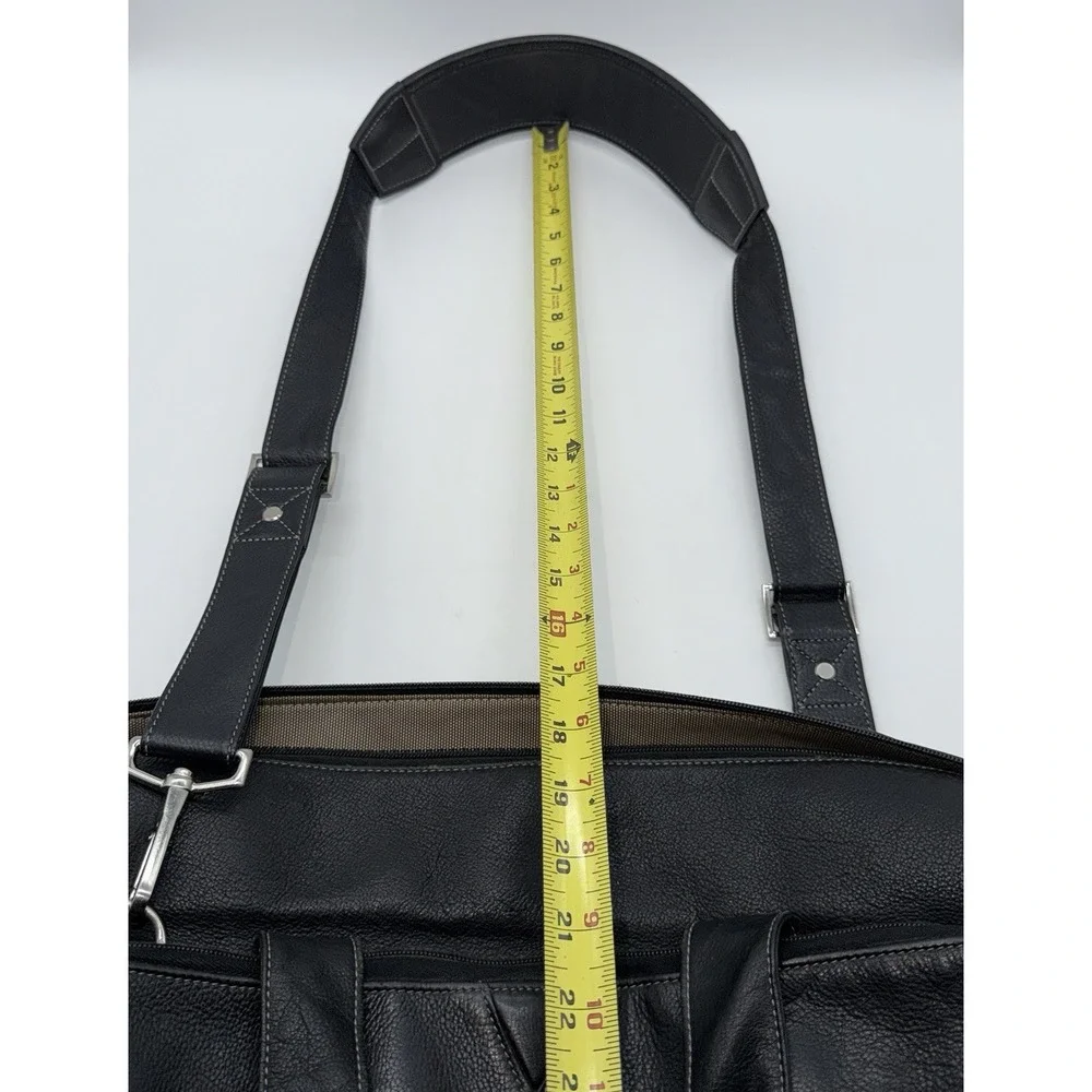 Johnston & Murphy J & M Black Pebbled Leather Briefcase Laptop‎ Messenger Bag